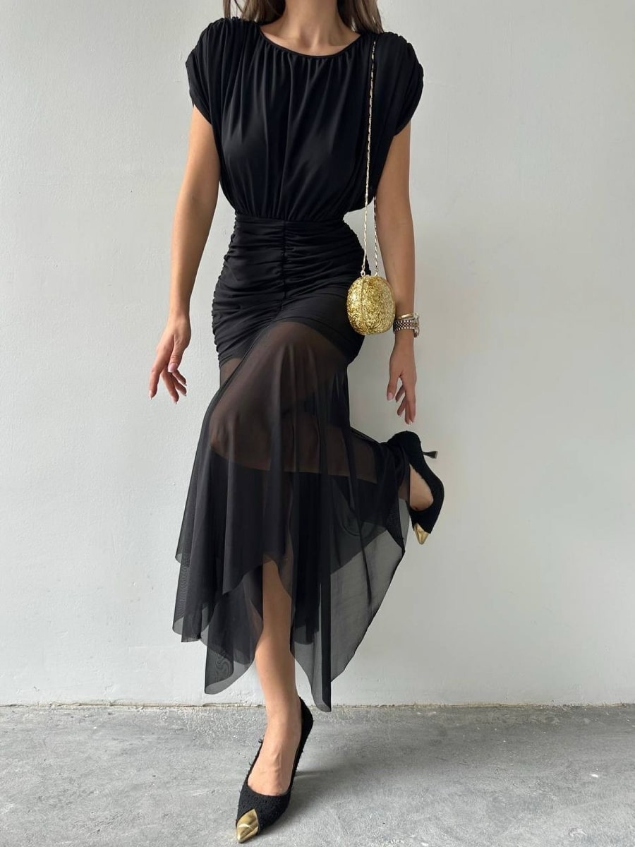 mesh hem dress Victory Floral Mesh Maxi Dress