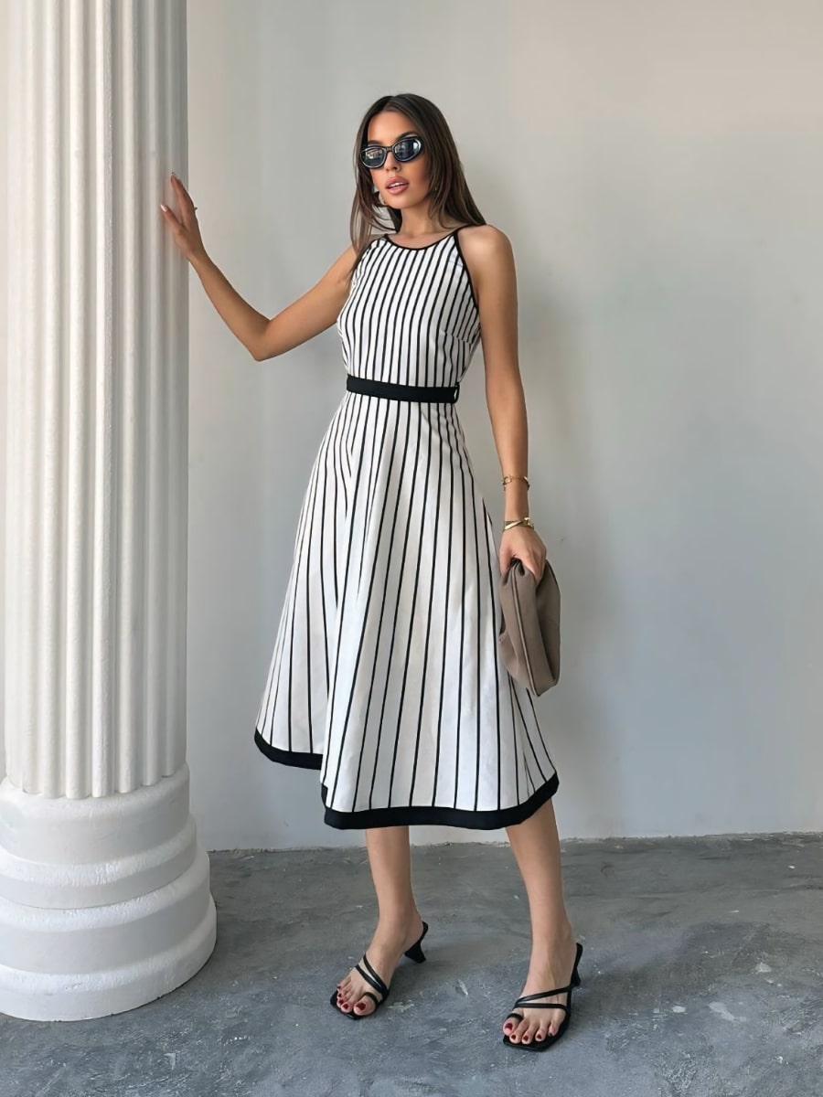 retro striped dress Carnival Carousel Pastel Striped 1950s Vintage Inspired Big Top Circus Retro Pinup Dress by Hollyville