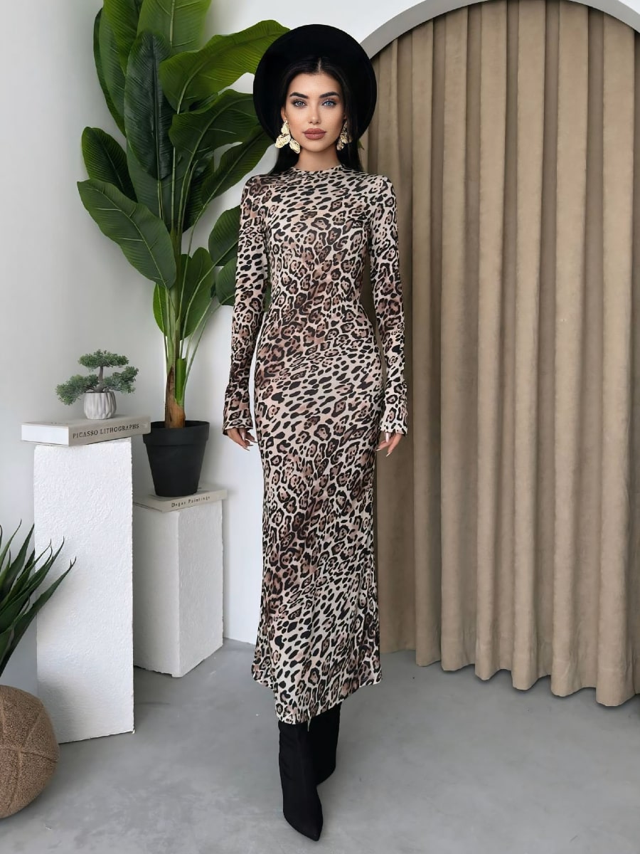 Elegant Leopard Print Bodycon Dress Famekey Elegant Leopard Print Bodycon Dress Famekey
