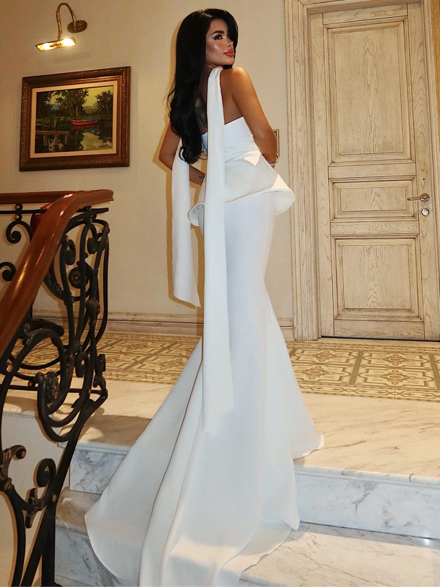 Strapless Bodycon Dress With Scarf